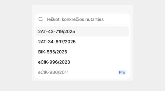 Nagrinėkite nutartis